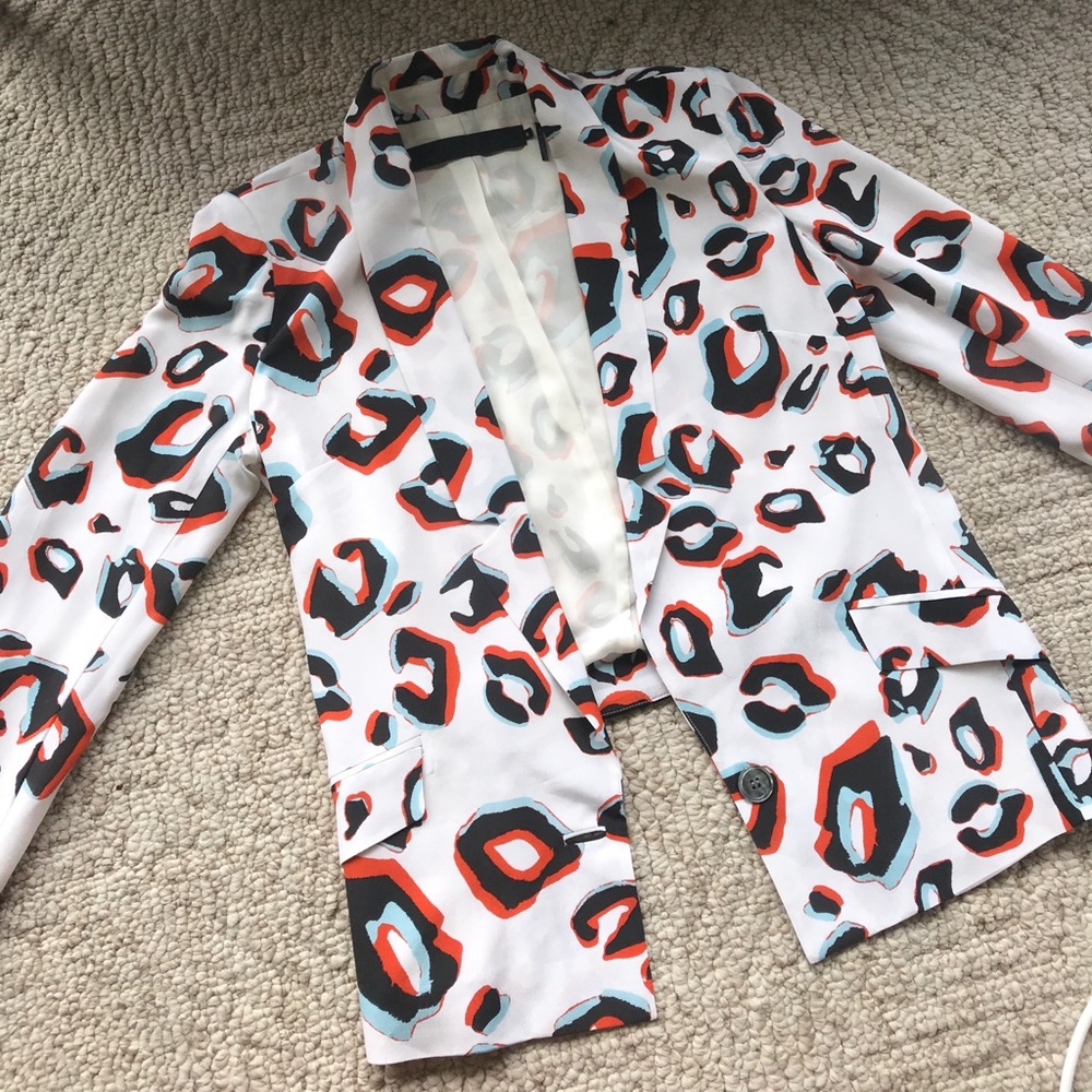 L.A.M.B Silk Print Leopard Blazer